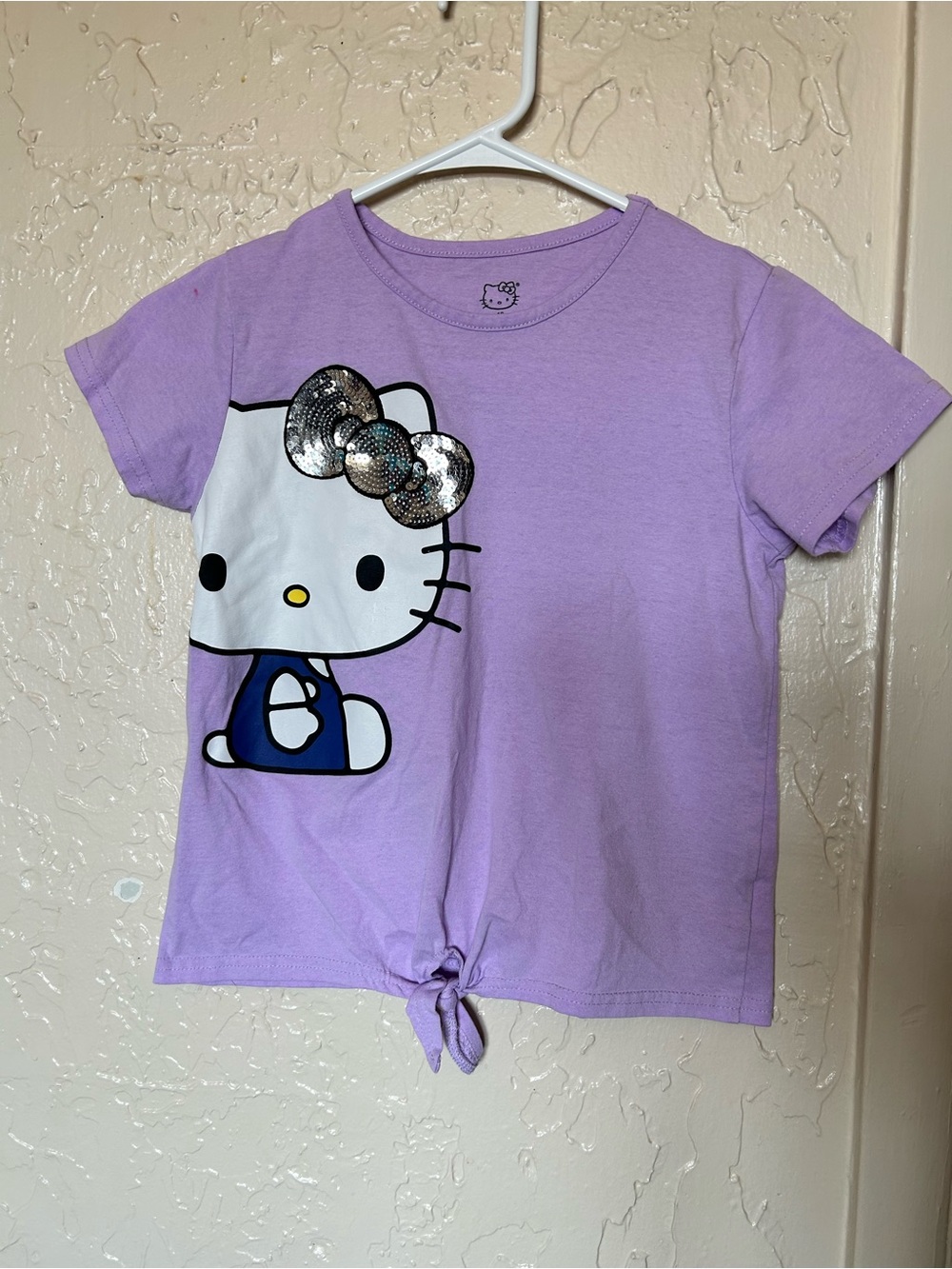 Hello Kitty Lavender Short Sleeve Tee with Sequin Bow